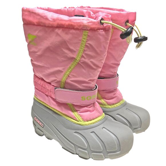 Sorel Kids' Flurry Snow Boots Size 1 Pink Gray Waterproof Felt Liner NY1965 - Picture 1 of 9